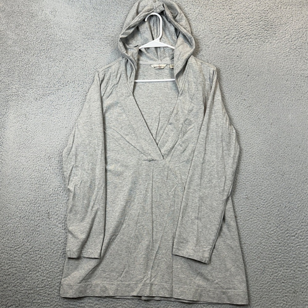 Tommy Bahama Sleepwear Hoodie Mens Medium Grey V-Neck Pullover Long Sleeve EUC